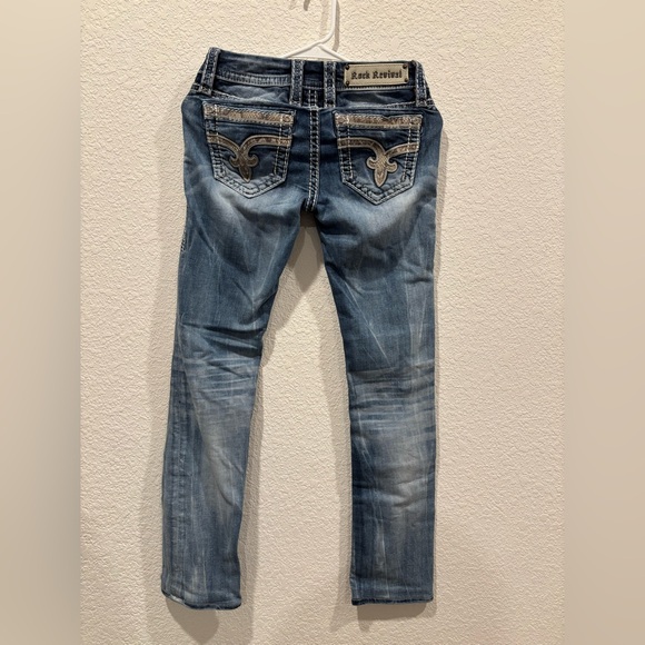 Women’s Rock Revival Cuffed Straight Nancy Western Jeans Pants Size 25 Cowgirl - Picture 2 of 7